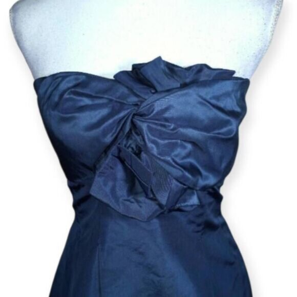 J.CREW NAVY SILK GREEN/BLUE STRAPLESS DRESS SZ.6 EUC. - Picture 2 of 6